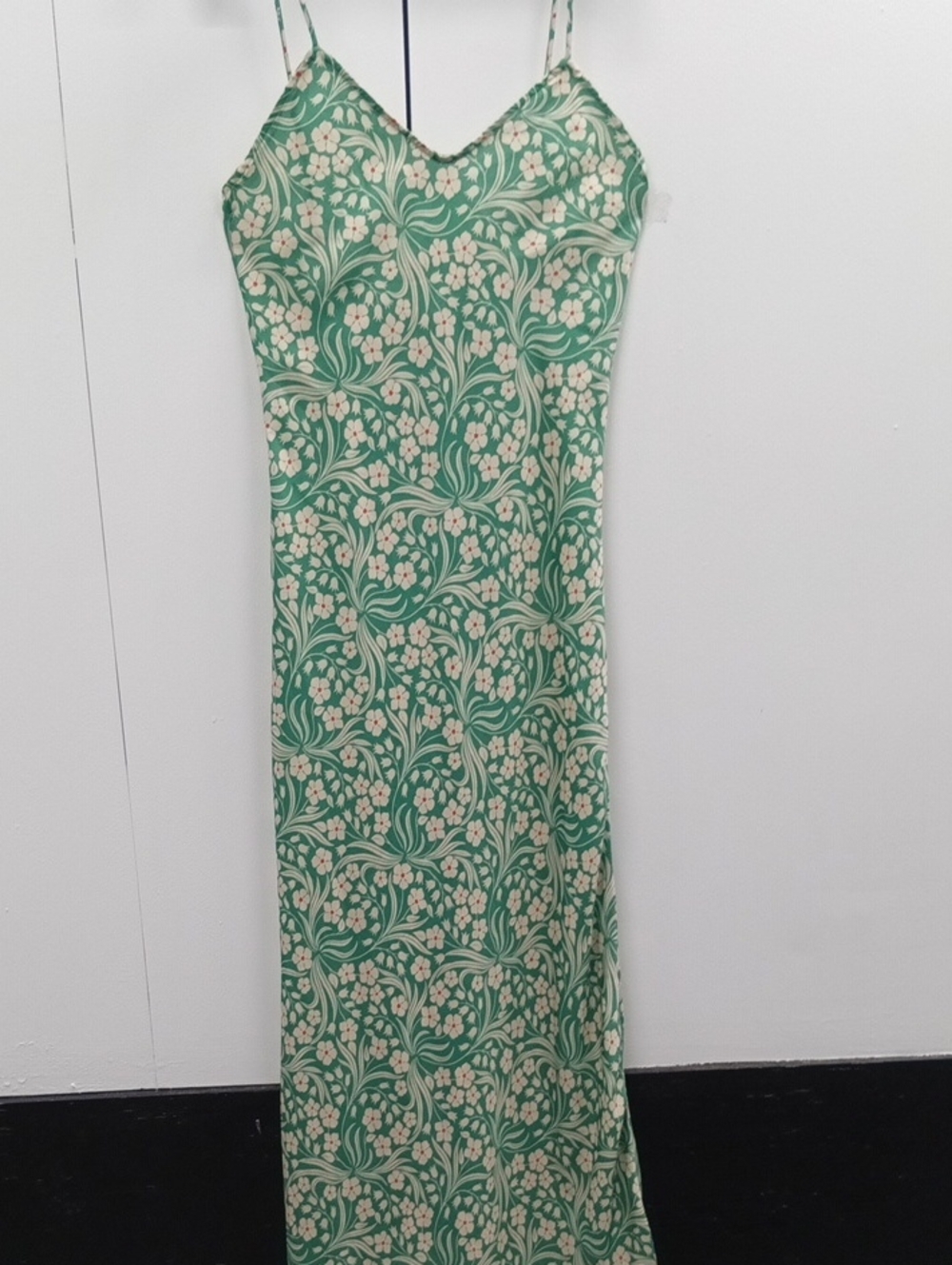 RESA Micah Maxi Slip Dress Green Floral Size L